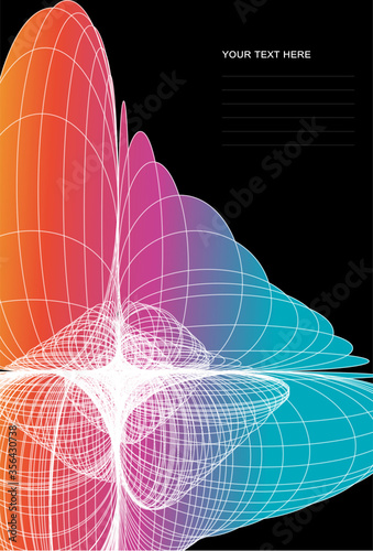 Three dimensional geometric function with place for text. Colorful