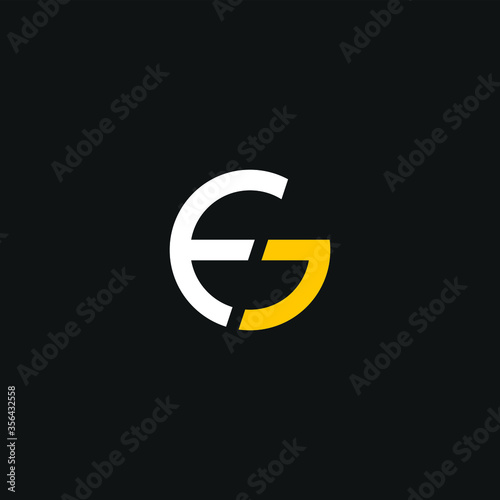 EG initial logo circle shape vector black and gold.