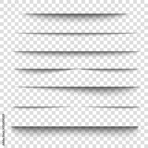 Paper sheet shadow effect. 3D line edge shape.