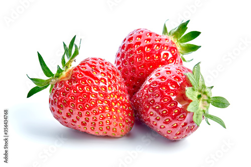 Two strawberries isolated on a white background