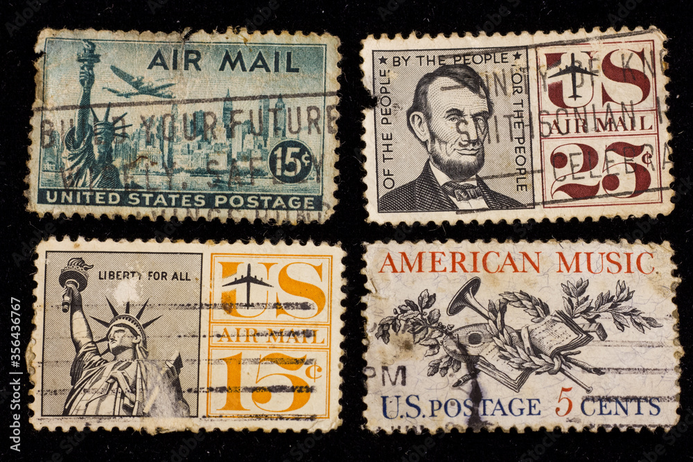 Old UNITED STATES OF AMERICA Airmail Stamps 