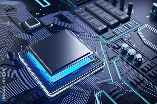 CPU and Computer chip concept 3d illustration