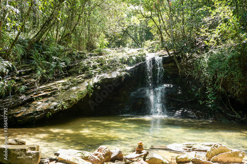 Beautiful natural pool in Carrancas (Escorrega Waterfall), Minas Gerais, Brazil photo