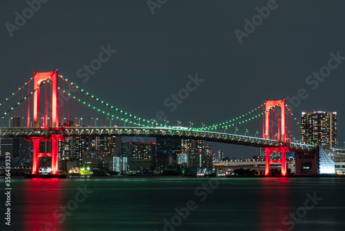 東京アラート発令中のレインボーブリッジ夜景