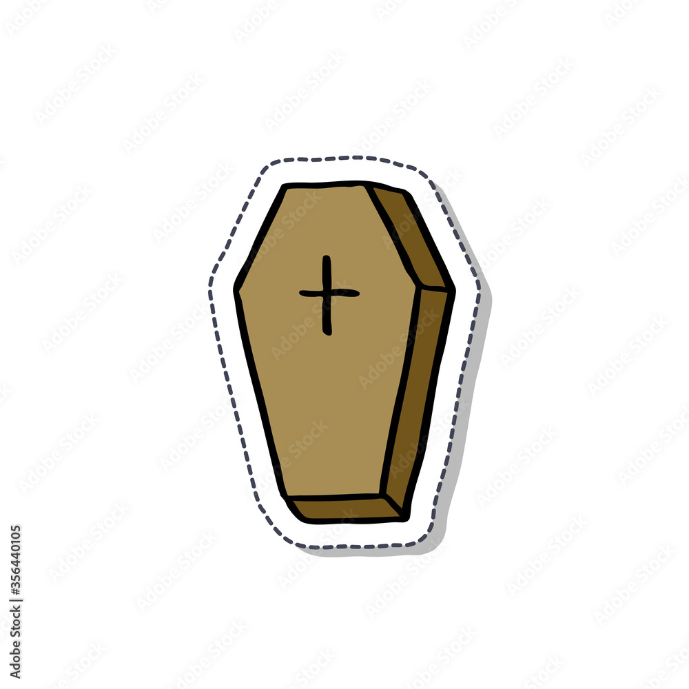 Obraz premium coffin doodle icon, vector sticker illustration