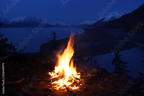 Campfire on Gull Rock Alaska
