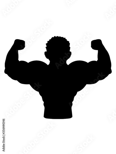 Umriss Silhouette Bodybuilder Starke Kerl Junge hinten 