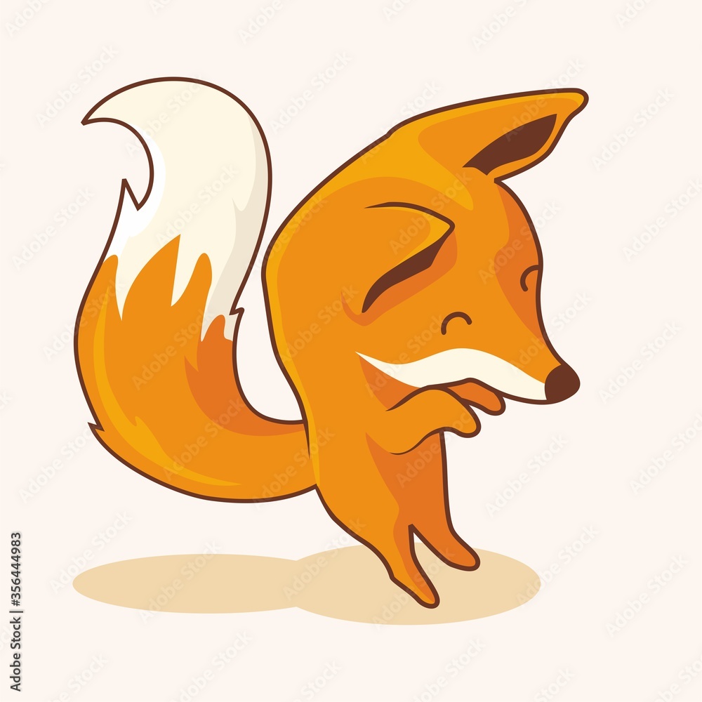 Fox Cartoon Standing Cute Animals Isolated Fox Cartoon Standing Cute Animals Isolated