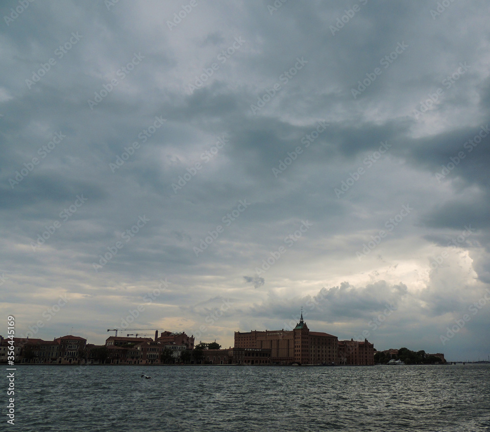 View of Giudecca Island from Zattere, Venice Italy.
