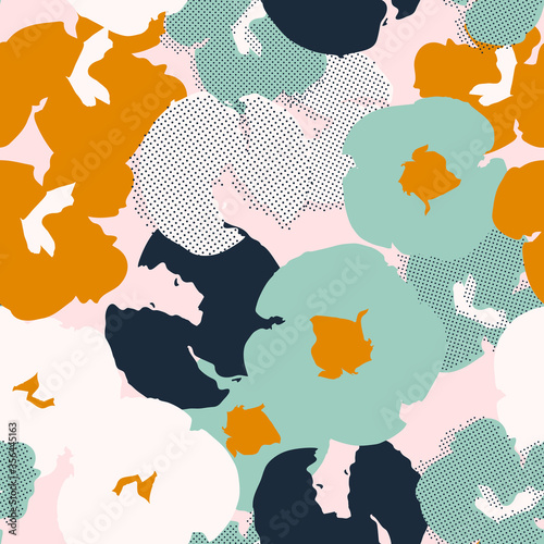 Contemporary hand-drawn floral seamless pattern in vector