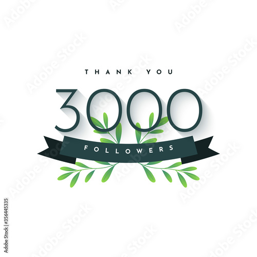 Thank You 3000 Followers Celebartion eith nature element template design