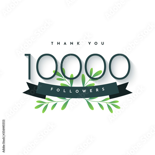 Thank You 10000  Followers Celebartion eith nature element template design