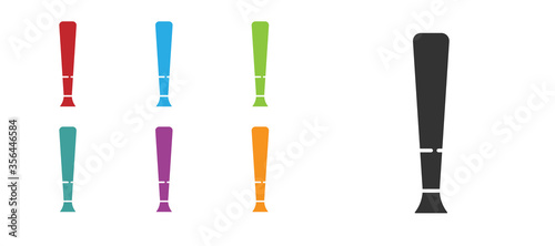 Black Baseball bat icon isolated on white background. Sport equipment. Set icons colorful. Vector Illustration.