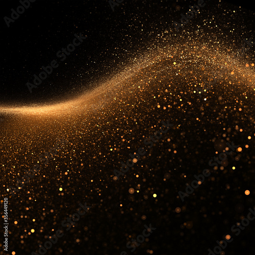 Beautiful gold wave bokeh on the black background for art projects  business  banner  template  card