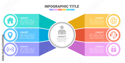 Vector infographic template with 3D paper label, integrated circles. Business concept with 8 options. For content, diagram, flowchart, steps, parts, timeline infographics, workflow, chart