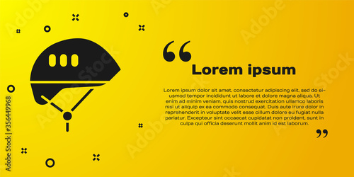 Black Bicycle helmet icon isolated on yellow background. Extreme sport. Sport equipment. Vector Illustration.