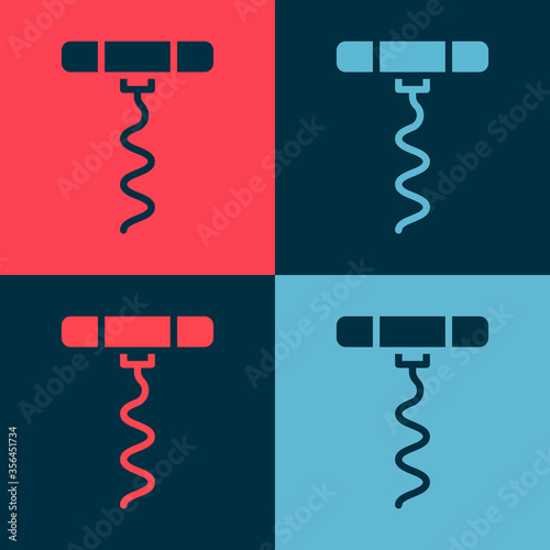 Pop art Wine corkscrew icon isolated on color background. Vector Illustration.