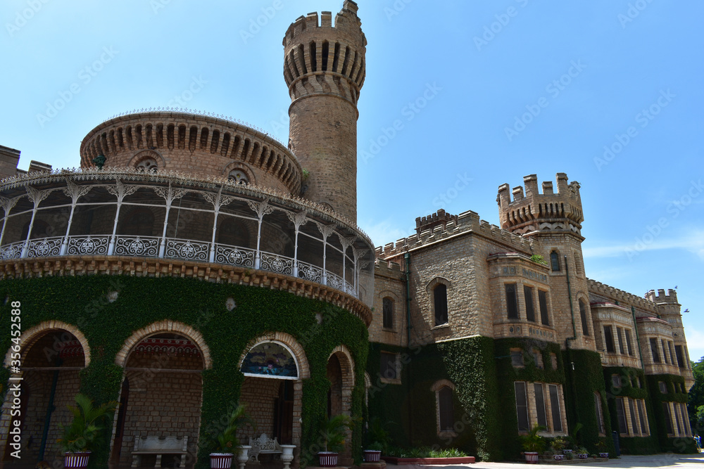 Bangalore palace a historical site with building dominated by gold colour. Bangalore, India