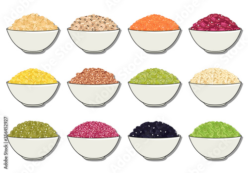 Set of beans and legumes in bowl