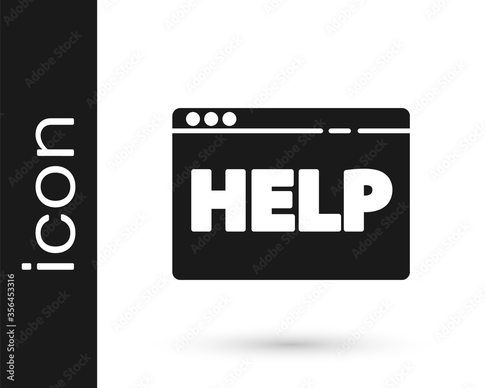 Grey Browser help icon isolated on white background. Internet communication protocol. Vector Illustration.