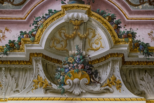 Baroque wall painting decor.Caserta, Campania,Italy. Royal Palace of Bourbon