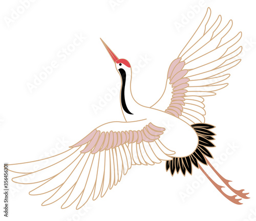 Japanese style vector wild animal Chinese crane bird