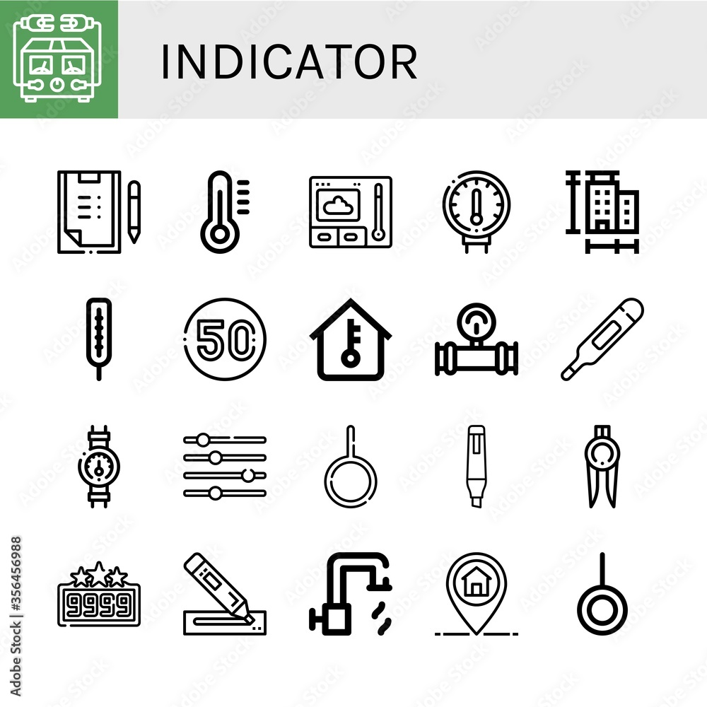 Fototapeta premium indicator simple icons set