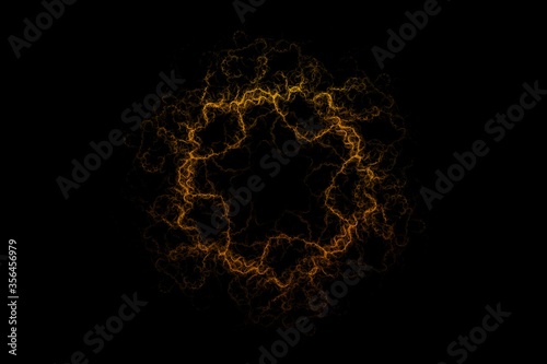 Abstract golden lightning in the form of a flower. Good for print or as a pattern for the design of posters, cards, invitations or websites
