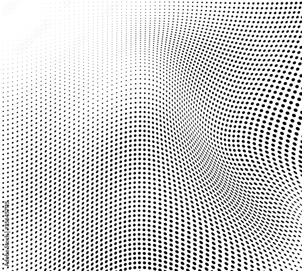 Abstract wave halftone black and white. Monochrome texture for printing on badges, posters, and business cards. Vintage pattern of dots randomly arranged Abstract wave halftone black and white. Monochrome texture for printing on badges, posters, and business cards. Vintage pattern of dots randomly arranged