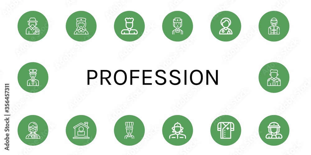 Set of profession icons Set of profession icons