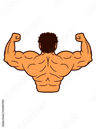 Bodybuilder Rücken Muskeln aufbauen Clipart Comic Cartoon 