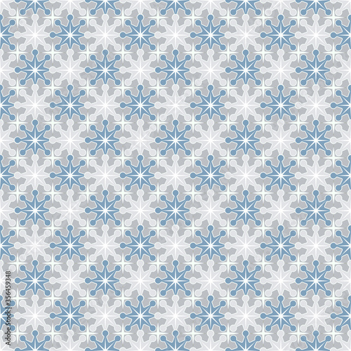 Floral stylized ornament. Abstract seamless pattern in gray and blue. Vector