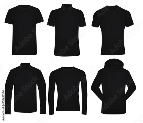 T shirt, polo t shirt, shirt, sweatshirt and hoodie set. vector illustration photo