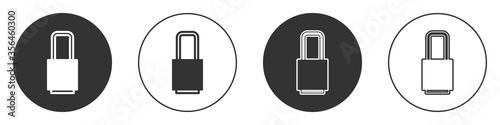 Black Lock icon isolated on white background. Padlock sign. Security, safety, protection, privacy concept. Circle button. Vector Illustration.