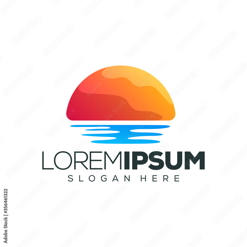sunset logo design vector illustration