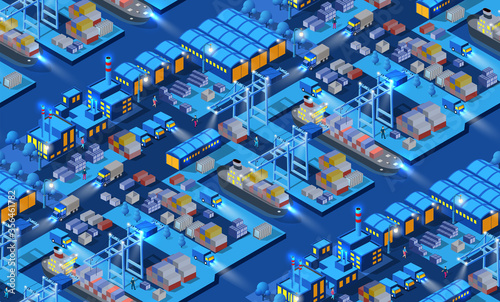 The night smart city 3D future neon ultraviolet