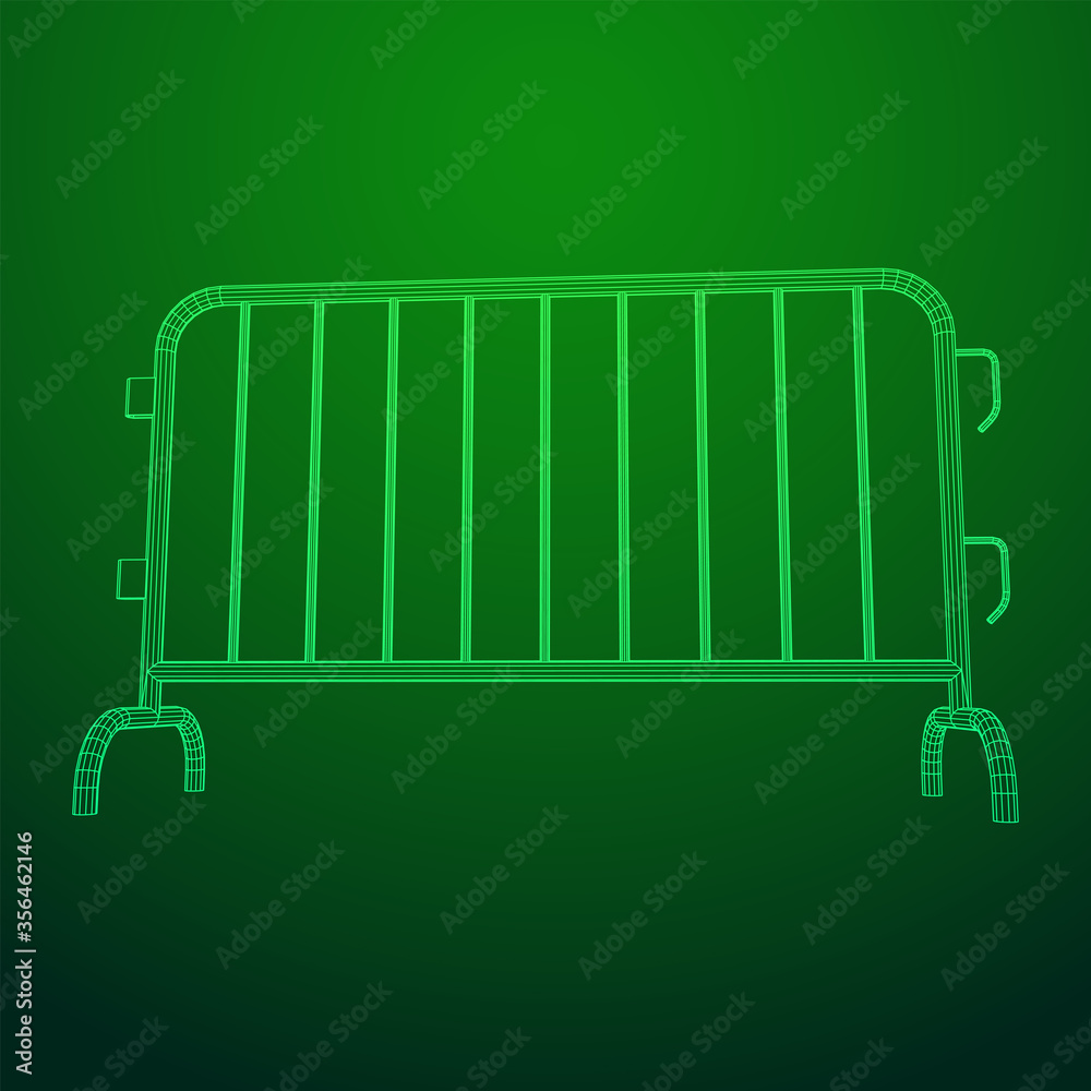 Police riot fence. Wireframe low poly mesh vector illustration.