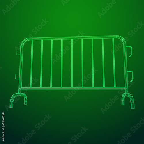 Police riot fence. Wireframe low poly mesh vector illustration.
