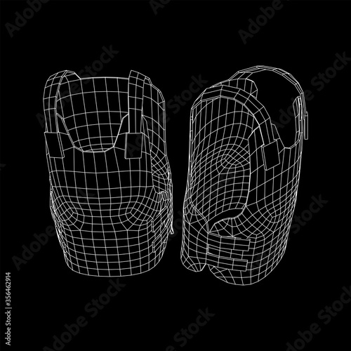 Police flak jacket or bulletproof vest. Bullet proof concept. Wireframe low poly mesh vector illustration.
