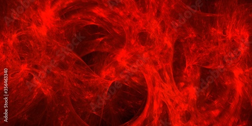 Mysterious cosmic red waves and swirls. Abstract background for design. 3D rendering