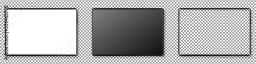 Modern Tablet display mockup set. Realistic tablet mockup isolated on transparent background. Realistic vector illustration.