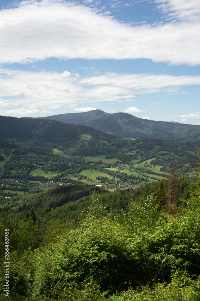 Lysa hora, Beskid mountains, Western Carpathians, Czech Republic / Czechia, Europe - landscape with mountains and hills. European nature in the summer.