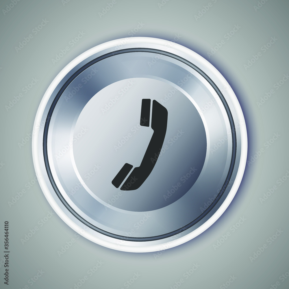 Teliphone icon as a silver button - Vector Illustration Teliphone icon as a silver button - Vector Illustration
