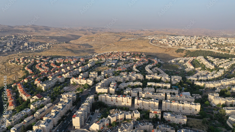 Pisgat Zeev neighborhood And Judea desert, Jerusalem,Israel-Aerial