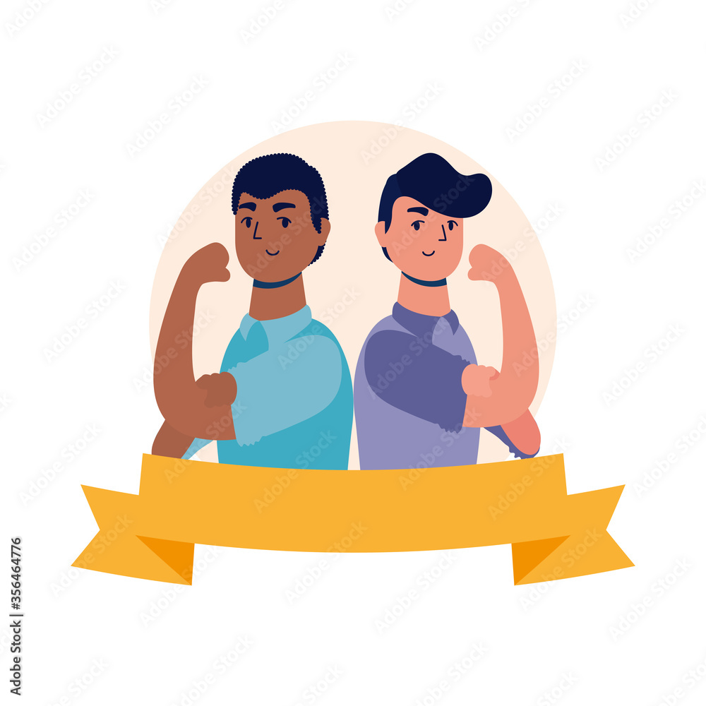 Fototapeta premium interracial strong men male avatars characters