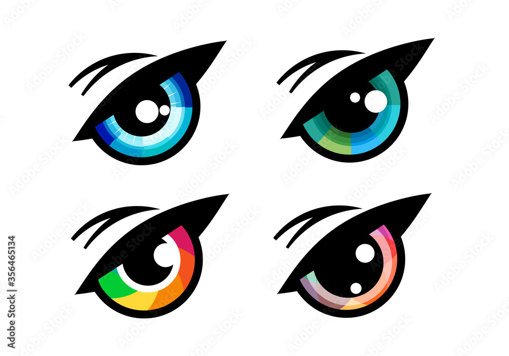 Eye icon - eye symbol. flat eye sign vector. colorful eye icons Eye icon - eye symbol. flat eye sign vector. colorful eye icons