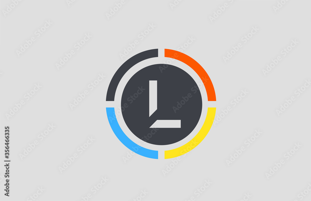 yellow orange blue L alphabet letter logo for company with circle design yellow orange blue L alphabet letter logo for company with circle design