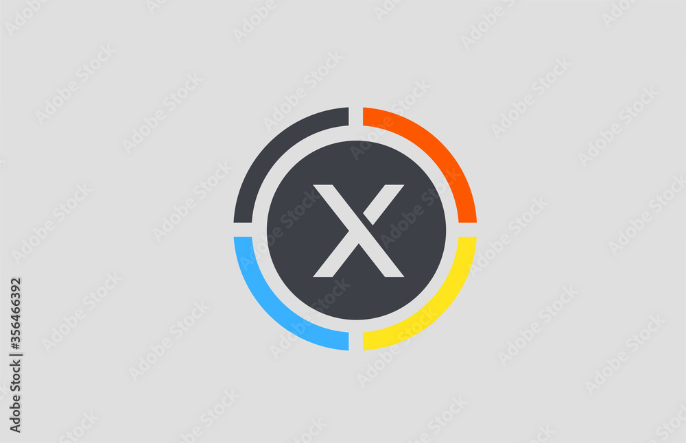 yellow orange blue X alphabet letter logo for company with circle design yellow orange blue X alphabet letter logo for company with circle design