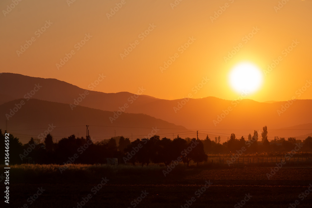 sunset in the mountains