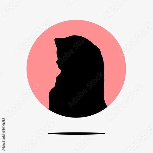 Woman wear hijab icon. Silhouette female hijab avatar symbol. Illustration vector